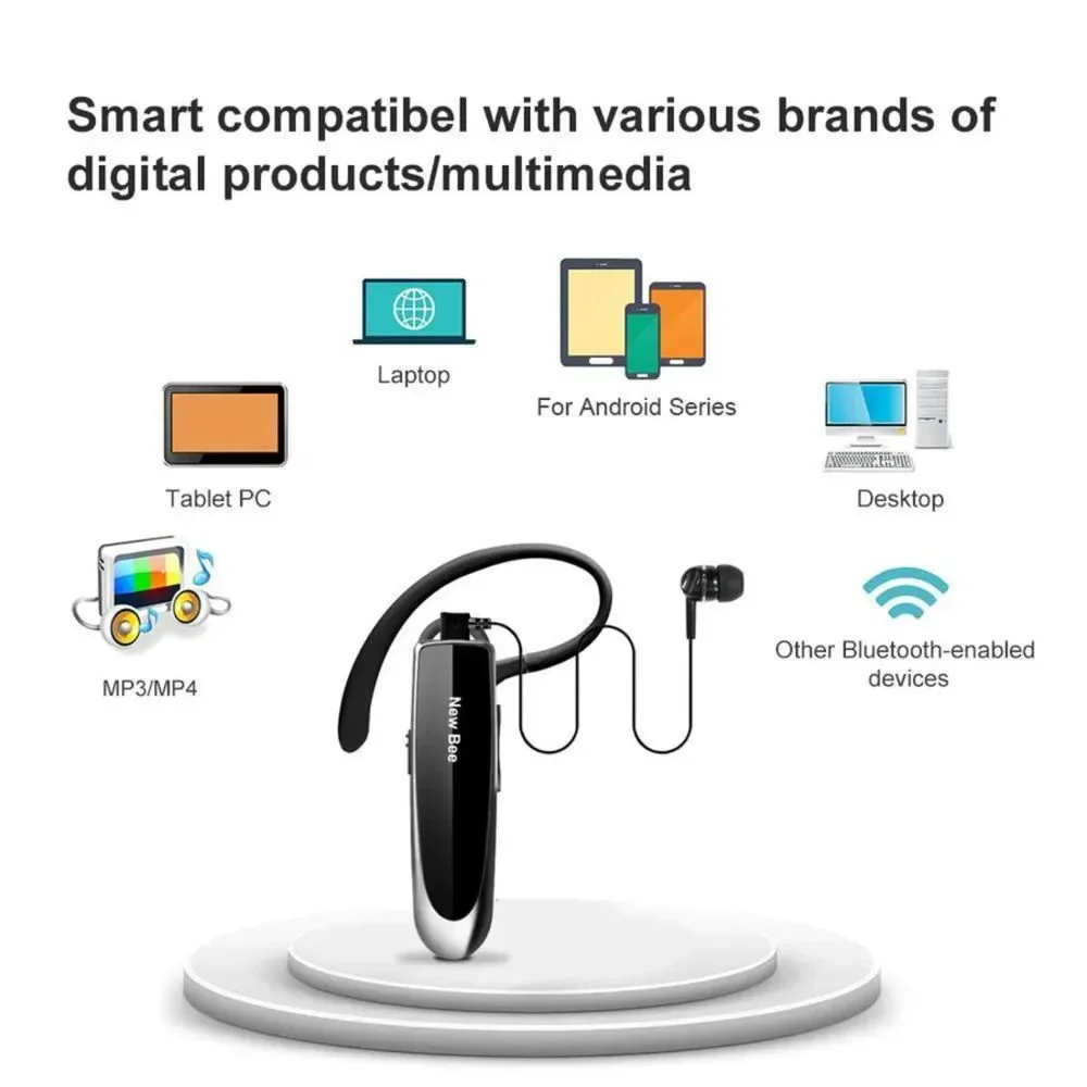 NIB - Get 2 NEW BEE Bluetooth Hands Free Driving/Work Headsets with Microphone